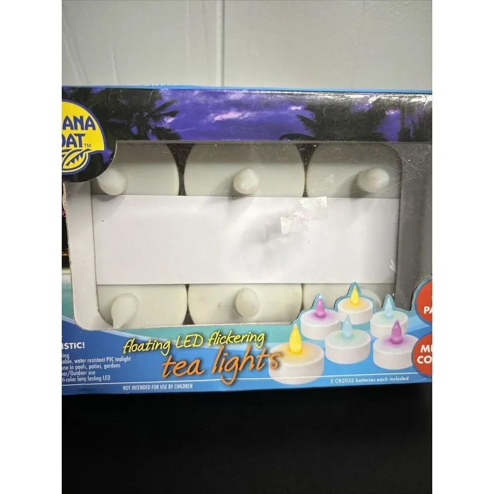 6 Floating LED Flickering tea light Candle Battery operated Banana Boat 2014